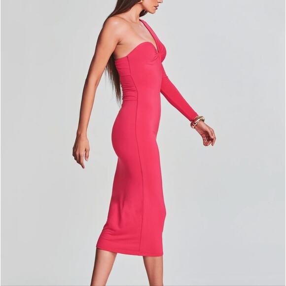 Ser.O.Ya Retrofête Ivana Coral Cutout One Sleeve Midi Dress XS NWT - Picture 3 of 12